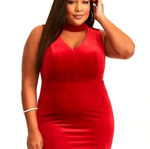 SPECIAL OCCASION RED VELVET CUTOUT GOWN